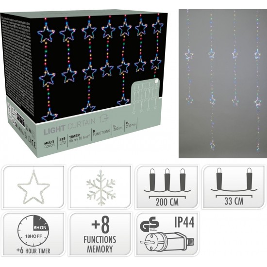 LED Lampiņu Aizkars Multi LED 200x200cm NY