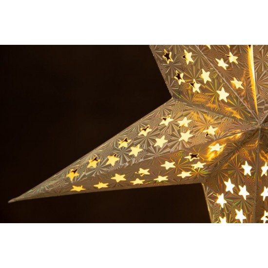 Светодиодная картонная звезда 10 LED - 43 см СЕРЕБРЯНАЯ