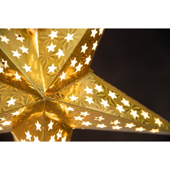 Светодиодная картонная звезда 10LED - 43 см, цвет  GOLD