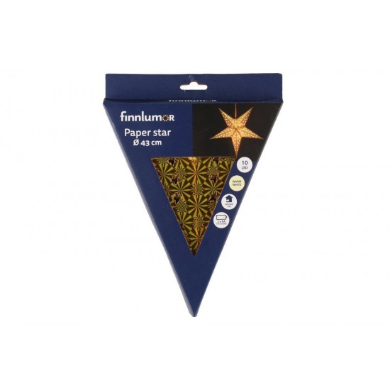 Светодиодная картонная звезда 10LED - 43 см, цвет  GOLD