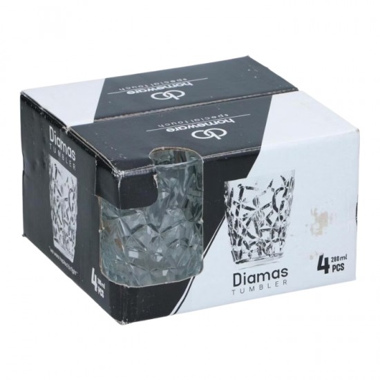 Stikla glāzes, DIAMAS, 280ml, 4 gab