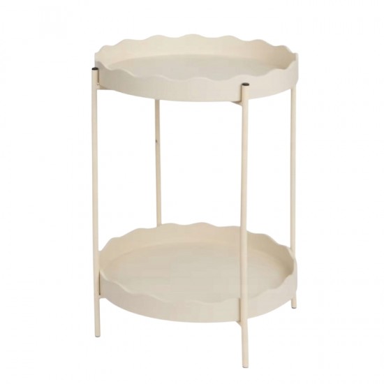 Apaļš metāla galdiņš 40,5x54cm - Balts