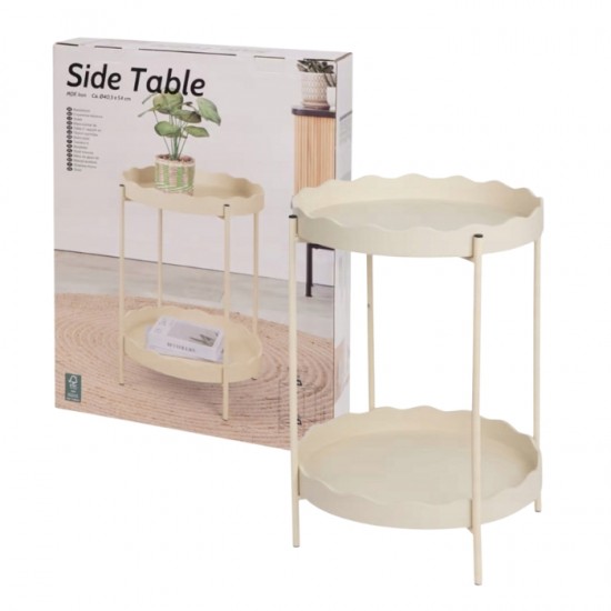 Apaļš metāla galdiņš 40,5x54cm - Balts