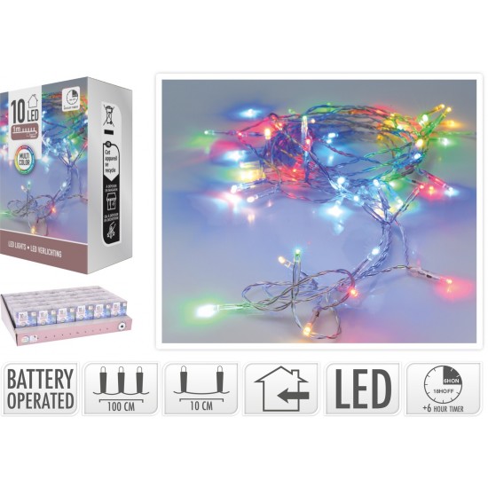 LED lampiņu virtene ar taimeri 10 LED - MULTI LED lampiņu virtene ar taimeri 10 LED - MULTI