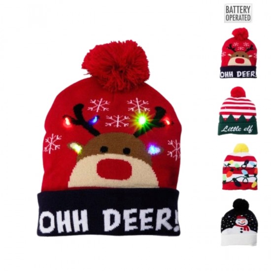 Adīta cepure,ar LED gaismu, NY, 4 veidi