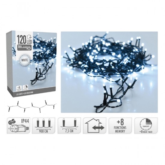 Āra LED lampiņu virtene 120LED - COLD WHITE