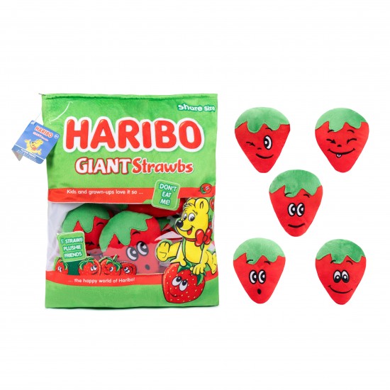 Plīša rotaļlieta HARIBO Plush Snack Bag 44x37x7cm -GIANT Strawbs