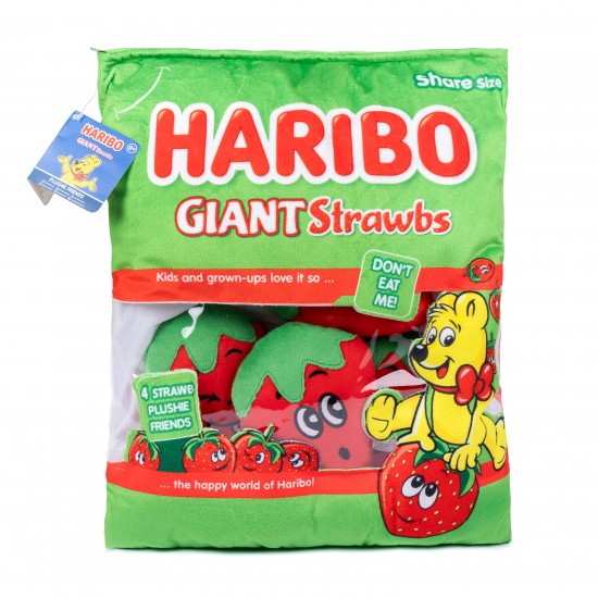 Plīša rotaļlieta HARIBO Plush Snack Bag 44x37x7cm -GIANT Strawbs