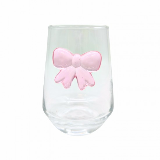 Stikla glāze ar rozā banti, 400ml