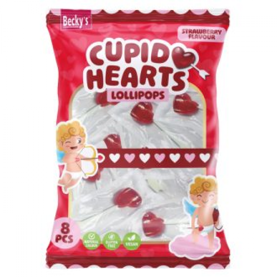 Karameles uz kociņa  CUPID HEARTS 96g