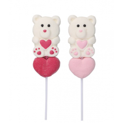 Konditorejas izstrādājums MARSHMALLOW uz kociņa 60g – Lācis ar sirsniņu