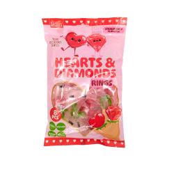 Karameles uz gredzena RINGS HEARTS&DIAMONDS 80g
