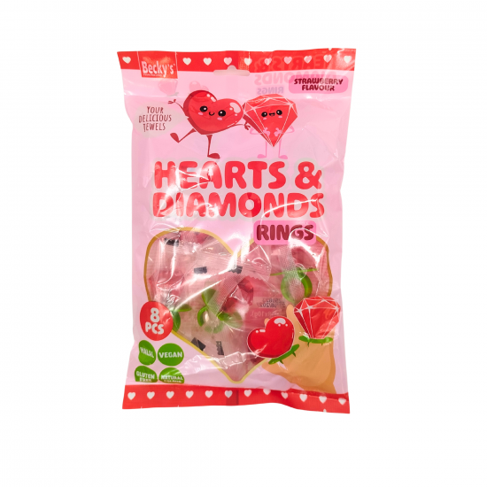 Karameles uz gredzena RINGS HEARTS&DIAMONDS 80g