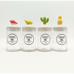 Стеклянная банка для хранения конфет, 13 см, 4 вида.