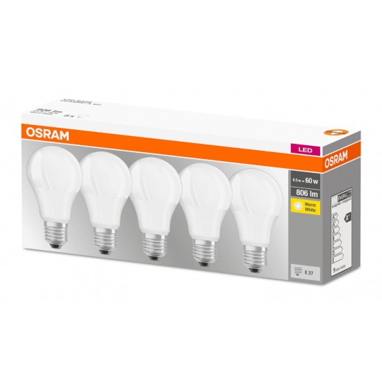 Spuldzes LED OSRAM 8.5W/60W E27 WW A55