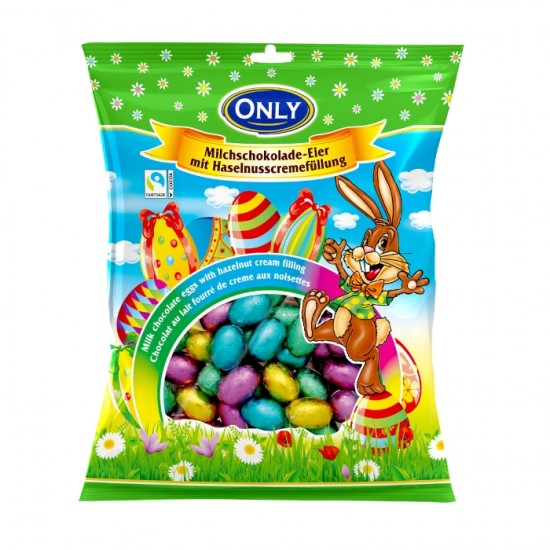 EASTER Piena šokolādes olas ar lazdu riekstu garšas pildījumu 400g - MAZAS