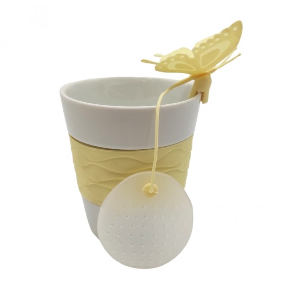 Krūze ar tējas sietiņu 9,5 cm – dzeltena