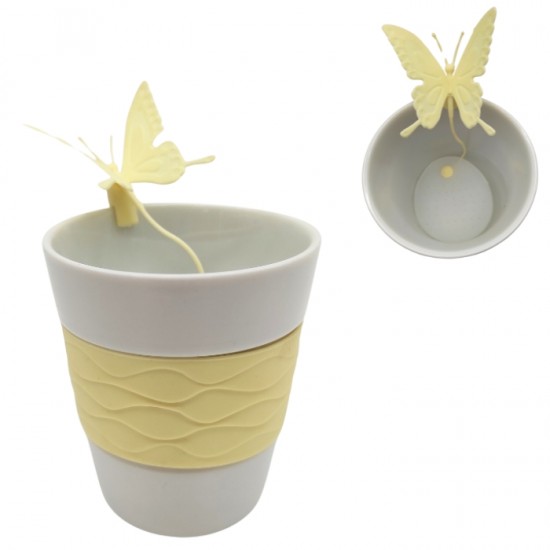 Krūze ar tējas sietiņu 9,5 cm – dzeltena