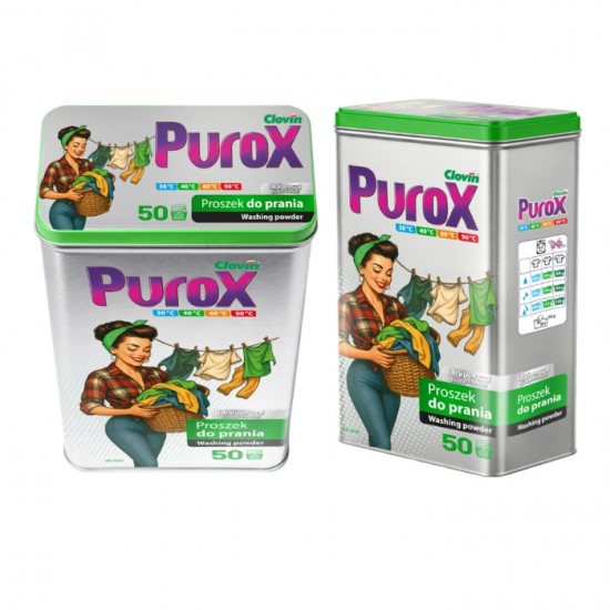 Veļas pulveris PUROX RETRO 3kg - UNIVERSAL metāla kastē