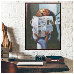 Алмазная живопись RUBYE, 30x40 см - Собака с газетой