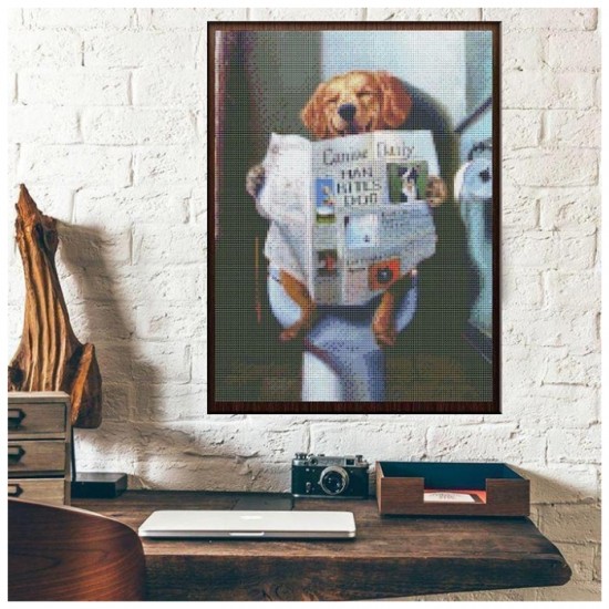 Алмазная живопись RUBYE, 30x40 см - Собака с газетой