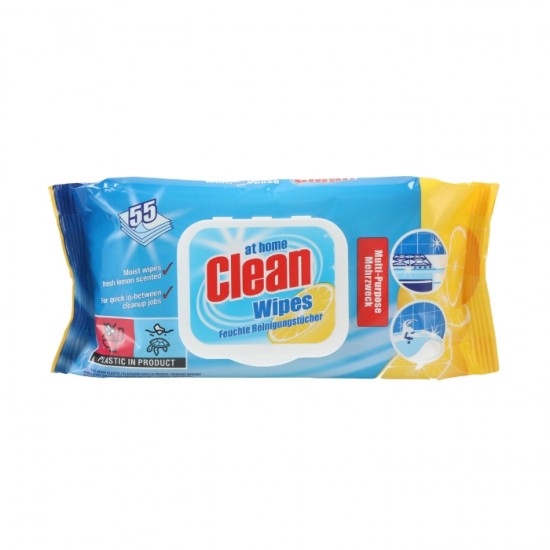 Влажные чистящие салфетки AT HOME 55 г - с ароматом лимона. Влажные чистящие салфетки AT HOME 55 г - с ароматом лимона.