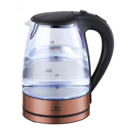 Электрический стеклянный чайник LENTZ 1,7 л 2200 Вт - коричневый