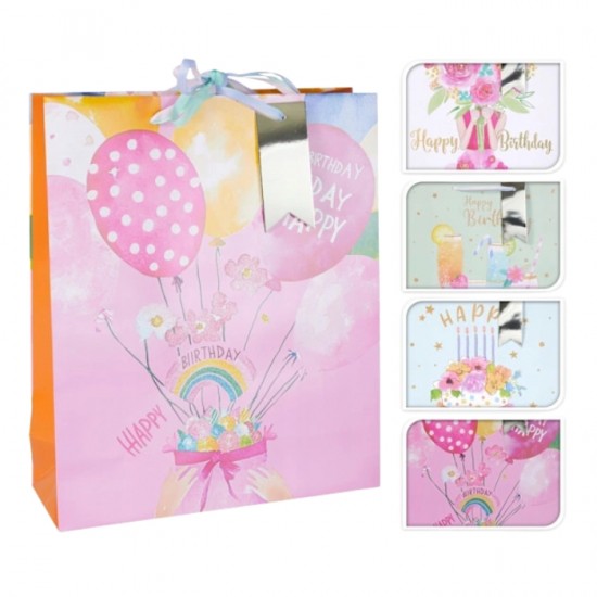 Dāvanu maisiņš liels, 32x16x10 cm - HAPPI BIRTHDAY
