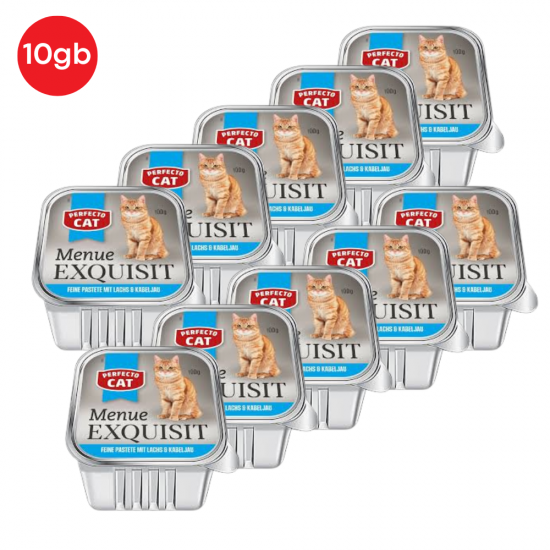 PERFECTO CAT pastēte kaķiem 100g x 10gb - ar lasi