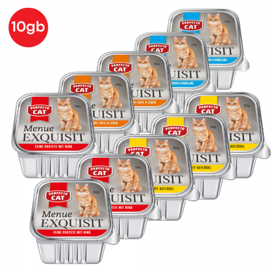 PERFECTO CAT pastēte kaķiem 100g x 10gb - MIX