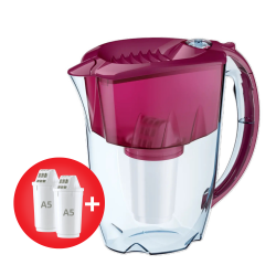 AQUAPHOR* ūdens filtra krūze PRESTIGE +2 A5 – ķiršu krāsa