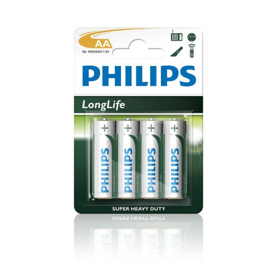 Baterijas "Philips  Long Life" R6 AA 4 gab.